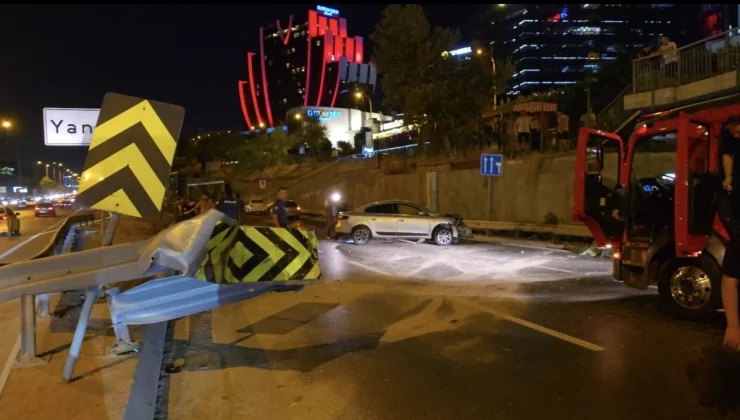 Maltepe’de Yan Yola Girmek İsteyen Sürücü Kaza Yaptı